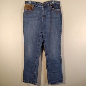 Lauren Jeans Co Vintage Leather Pocket Jeans Size 12